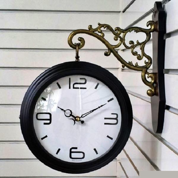 다크 브라운 럭셔리 벽시계 벽걸이 양면 시계 건전지 명품 고급형 무소음 무브먼트 레트로