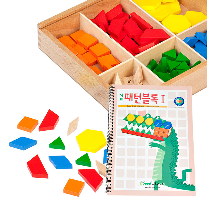 샘통 패턴블럭 142p와 시드 교재 1단계 / 도형맞추기 패턴블록 - 상품 이미지