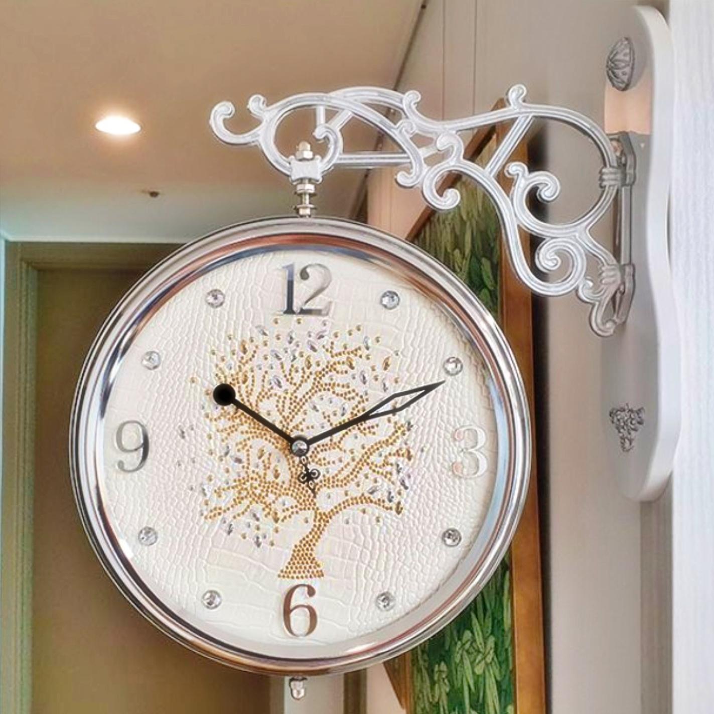 아이보리 럭셔리 레트로 벽시계 벽걸이 양면 시계 건전지 무소음 무브먼트 명품 코너 고급형