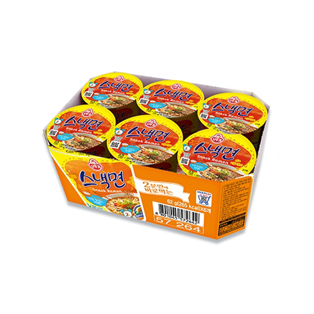 오뚜기 스낵면 컵라면 소컵 62g, 6개