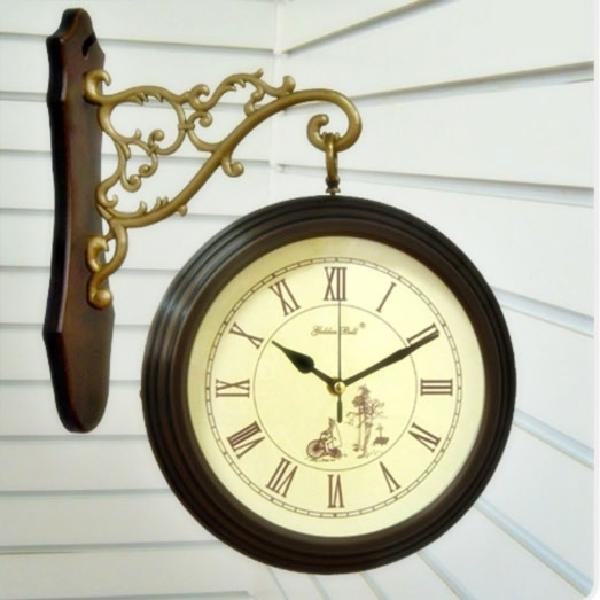 월넛 벽걸이 양면 시계 럭셔리 벽시계 건전지 명품 고급형 무소음 무브먼트 레트로 코너