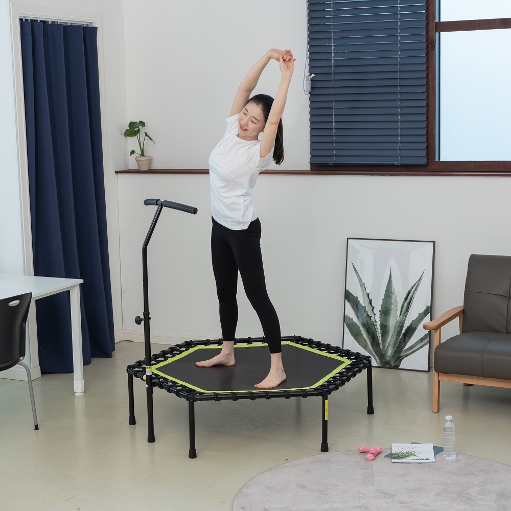 LEEFITNESS 손잡이 실내 트램플린 점핑 머신 운동 트램펄린 다이어트 성인 방방 트램폴린 - 상세 이미지 3