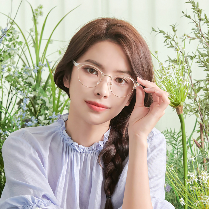 남자 여자 투명 가벼운 하금테 하은테 반뿔테 반테 빅사이즈 대두안경 블루라이트차단 안경테 - 상세 이미지 2