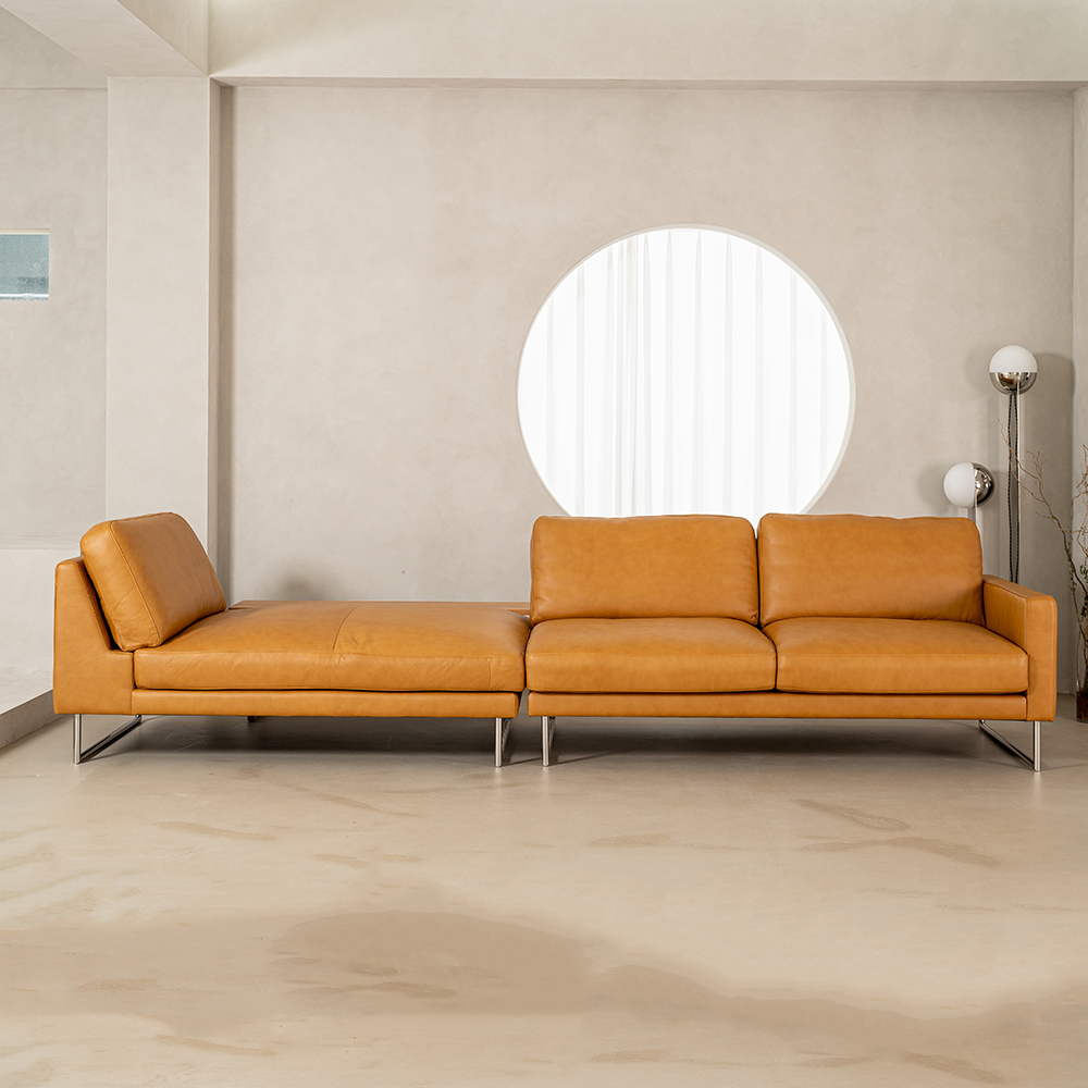 PH5 이태리 내추럴 통가죽 천연면피 소가죽 4인소파 전체가죽 가죽모듈