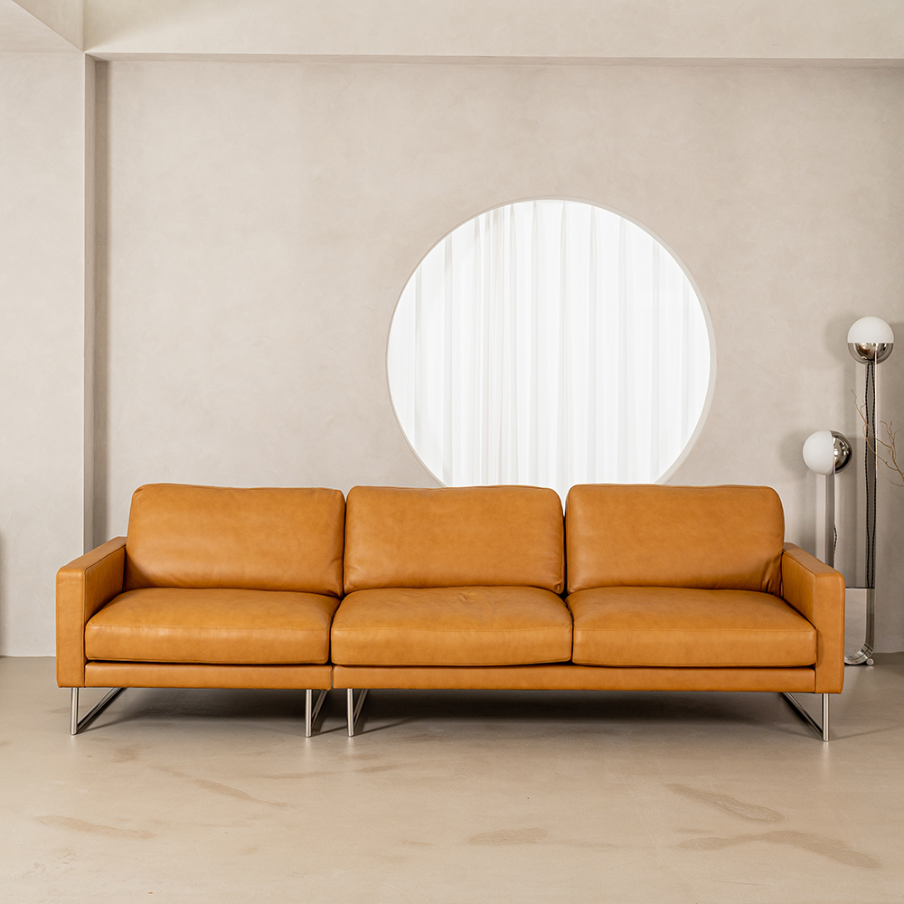 PH5 이태리 내추럴 통가죽 천연면피 소가죽 4인소파 전체가죽 가죽모듈