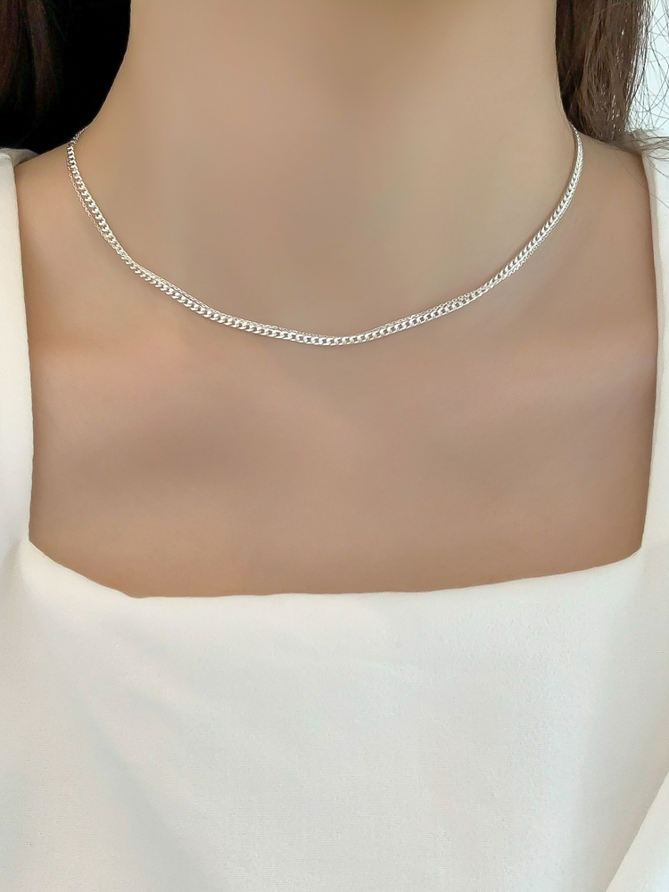실버925 커브 체인 목걸이 볼드 레이어드 - 상품 이미지