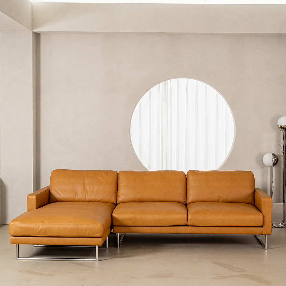 PH5 이태리 내추럴 통가죽 천연면피 소가죽 4인소파 전체가죽 가죽모듈