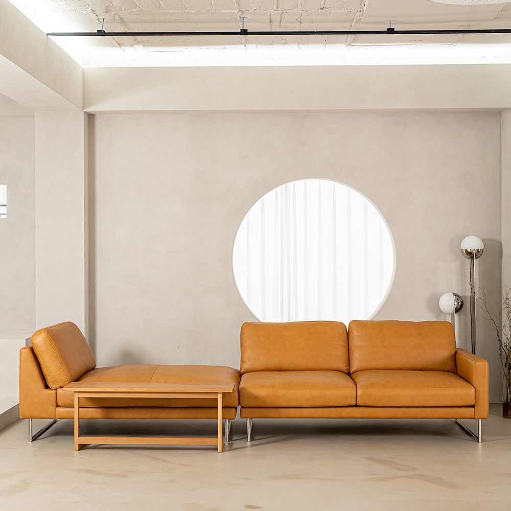 PH5 이태리 내추럴 통가죽 천연면피 소가죽 4인소파 전체가죽 가죽모듈