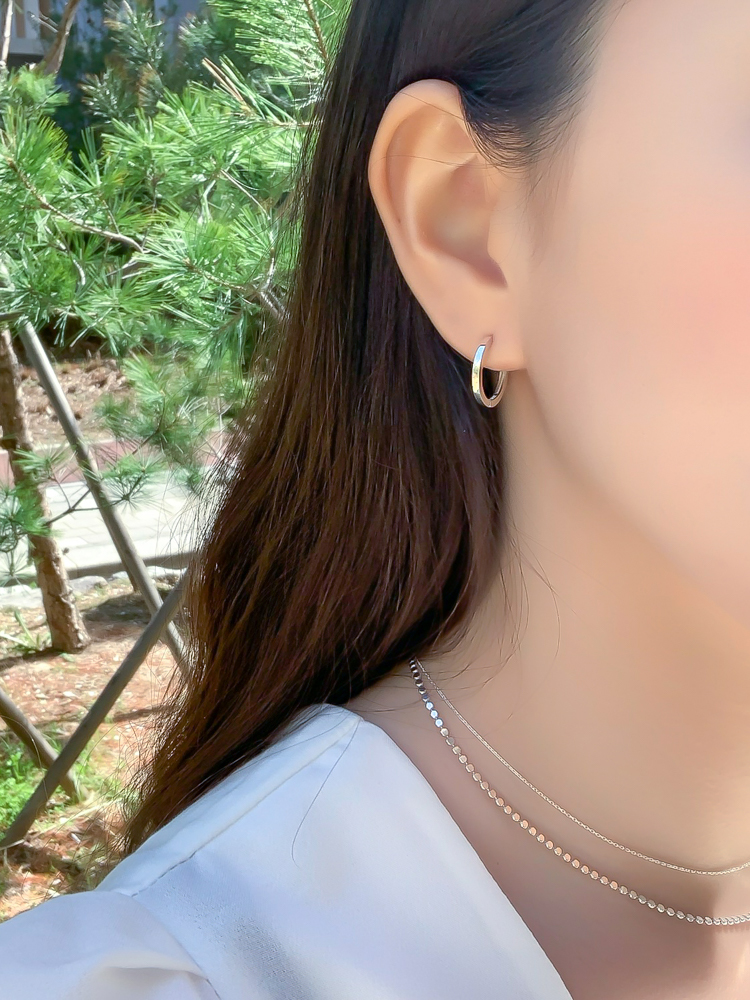 실버925 평자 원터치 데일리 링 귀걸이 - 메인 이미지