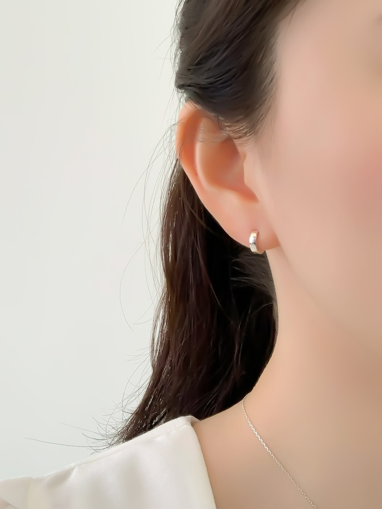 실버925 3mm 스퀘어 원터치 귀걸이 - 메인 이미지