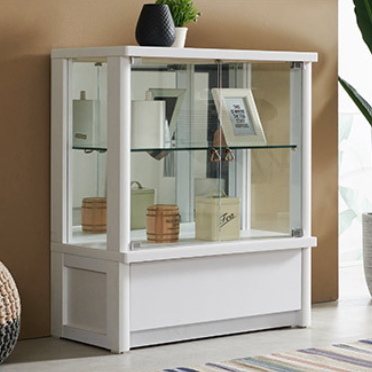 원목장식장 미니 장식장 양주 진열장 유리 수납장 위스키 담금주 피규어장 낮은 작은 찻잔