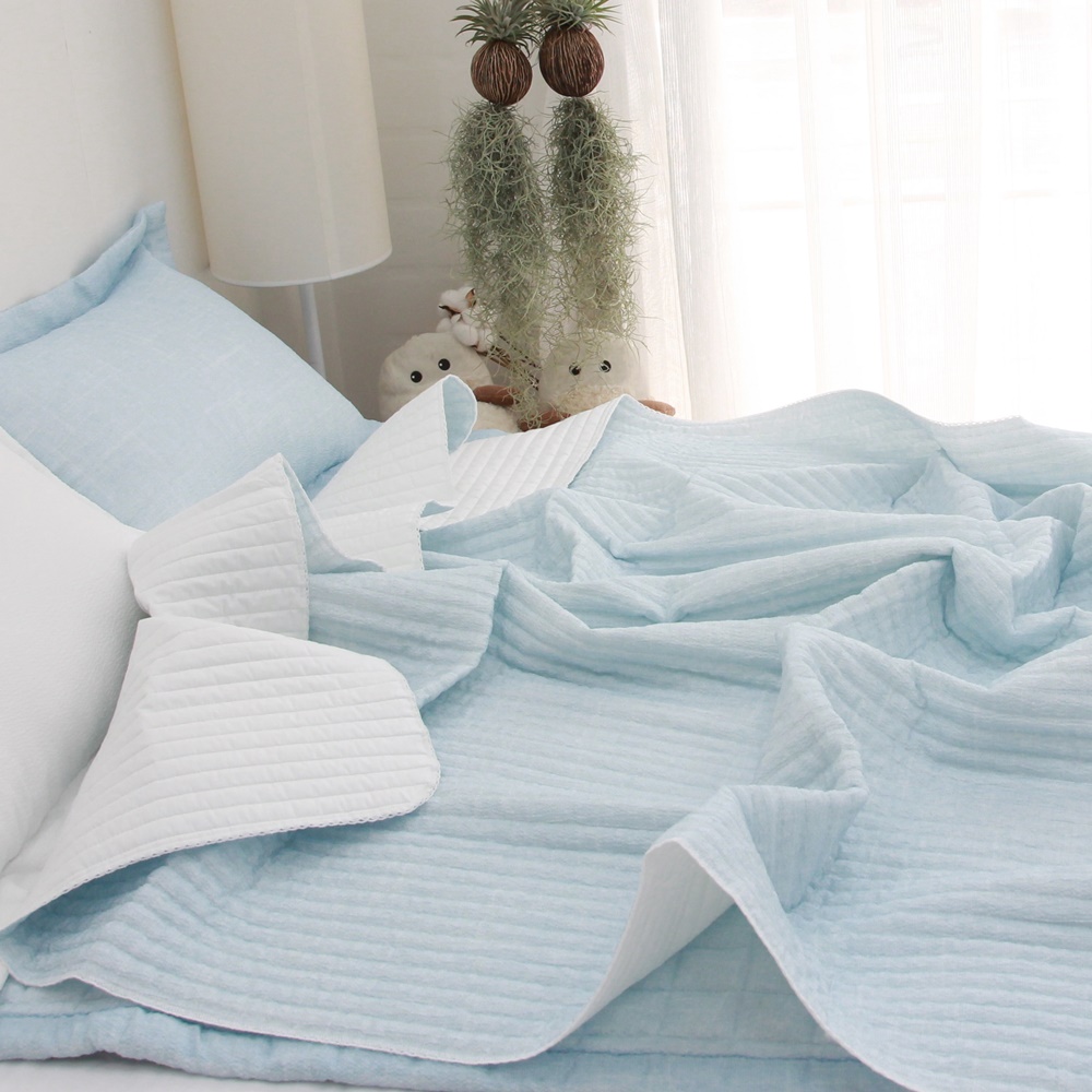큐브 줄누비 얇은 여름 차렵이불 스노우리플 아사 순면 부드러운 시원한 통기성