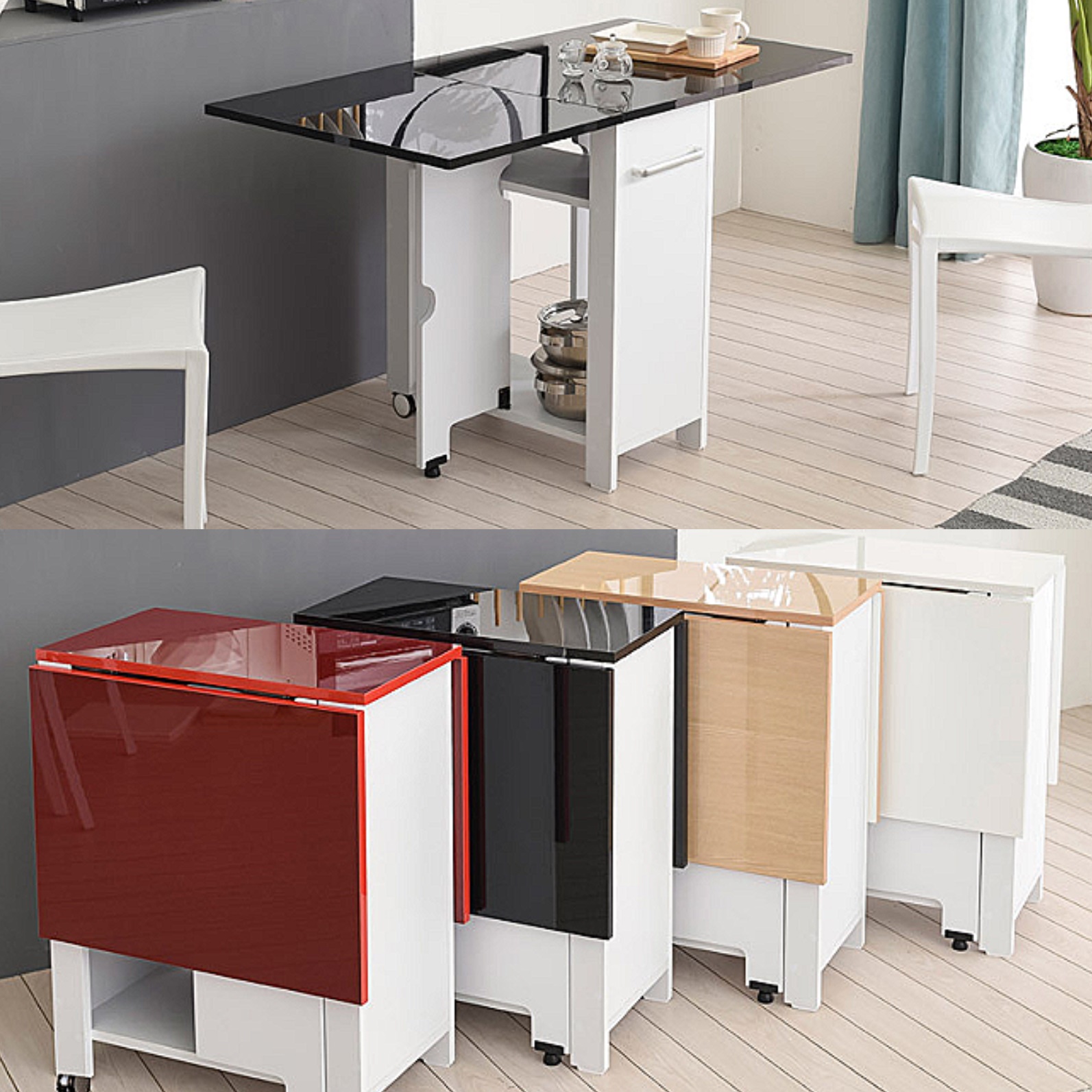 주방 원목 접이식 식탁 800 이동형 공간활용 확장식탁 작은 변신 변형 이인용 접는식탁 1200