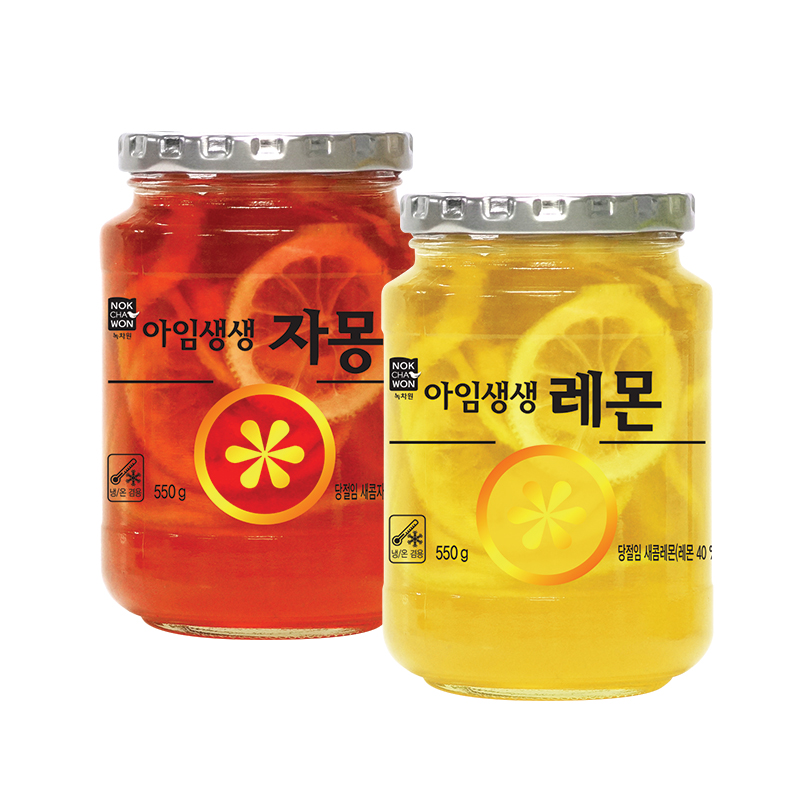 [녹차원] 아임생생 레몬청 550g + 자몽청 550g 여름음료 에이드 칵테일