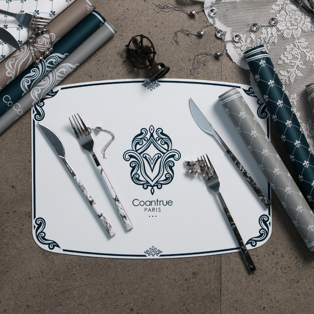 꿈꾸는키친 꼬앙뜨로 클래식 아미앙스 실리콘 방수 식탁매트 테이블매트 아미앙스 화이트