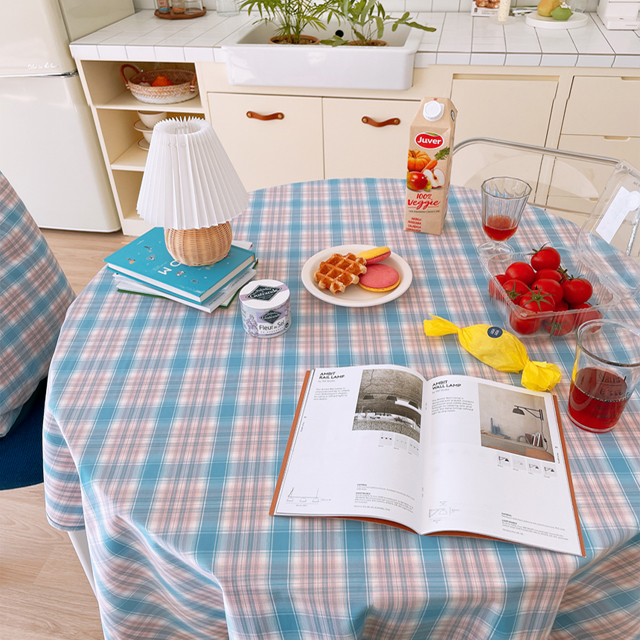 제이드 체크 방수 식탁보 테이블보 빈티지체크 캠핑 집들이 원룸 홈카페 파티 95X110