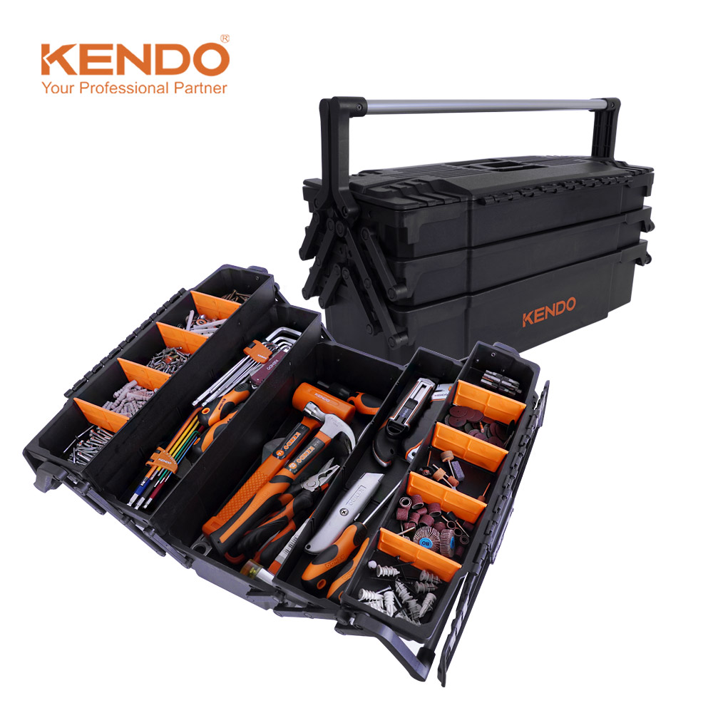 KENDO 3단 슬라이딩 공구함 90275N 휴대용 플라스틱 부품함 공구통 - 상품 이미지