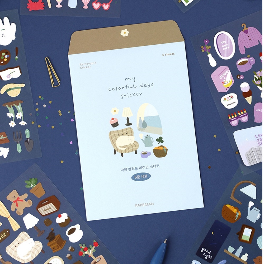 컬러풀 데이즈 스티커 6종 세트 다꾸 폴꾸 폰꾸 포꾸 답꾸 스티커 폴라로이드 포카 꾸미기