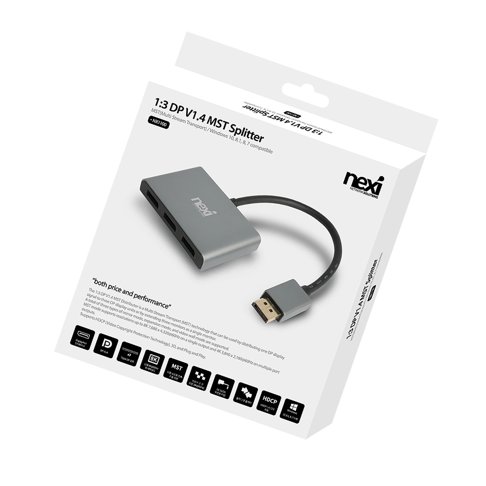 넥시 NX-DP1X3 1:3 DP V1.4 MST 분배기 NX1100 이미지 4