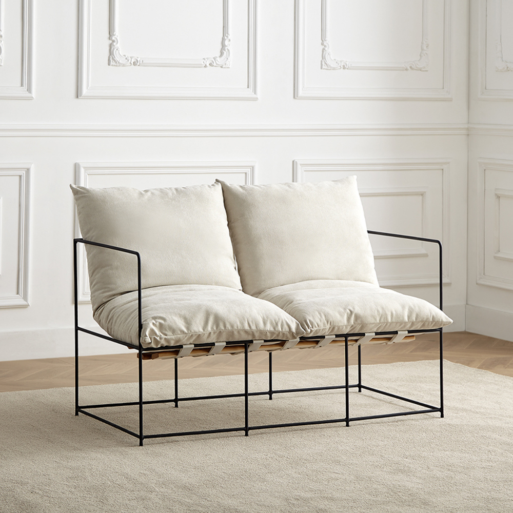 미니멀리즘 철제 프레임 1인 2인 3인 패브릭 쇼파 거실 카페 매장 의자 1인용