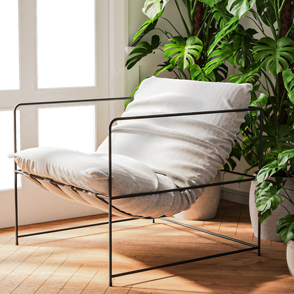 미니멀리즘 철제 프레임 1인 2인 3인 패브릭 쇼파 거실 카페 매장 의자 1인용