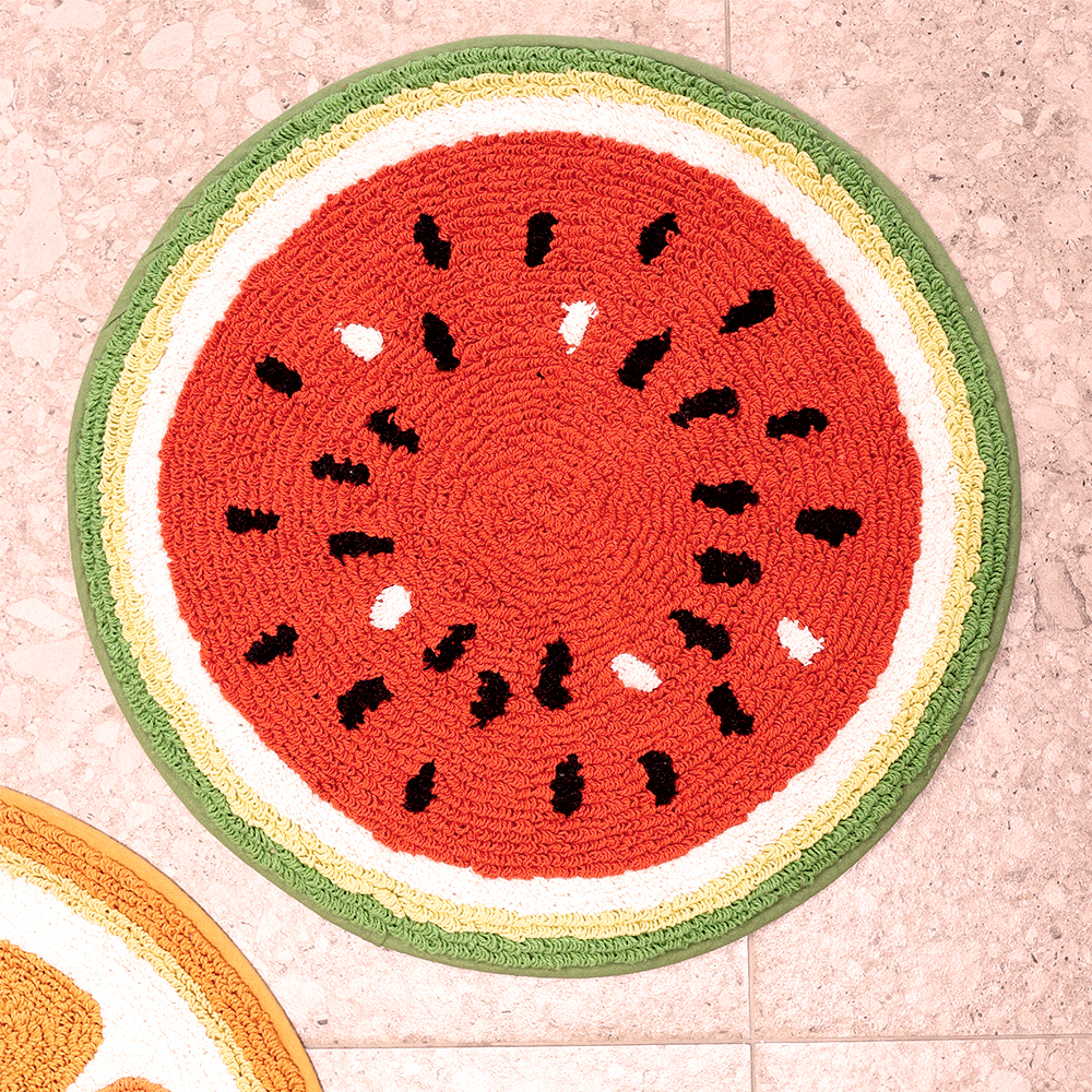 쥬시 수박 원형 순면 기분좋은 욕실 발매트