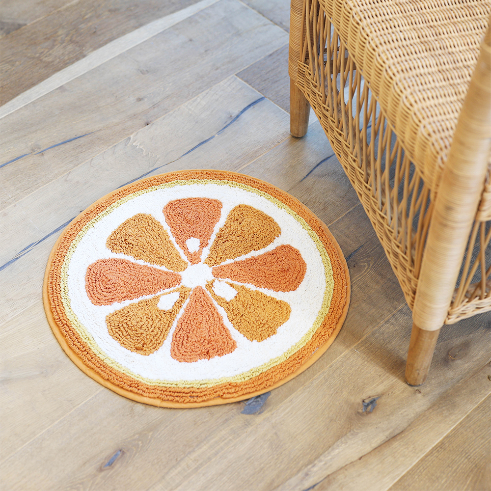 쥬시 오렌지 원형 순면 기분좋은 욕실 발매트