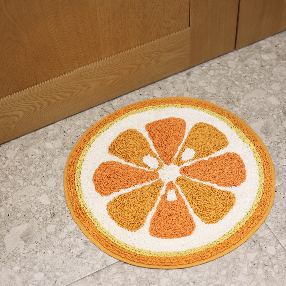 쥬시 오렌지 원형 순면 기분좋은 욕실 발매트