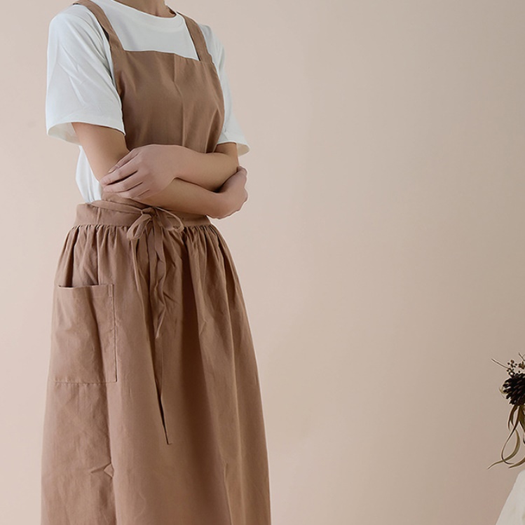 파스텔 원피스 앞치마 여름용앞치마 원피스형 프릴앞치마 여름 도예 방수 북유럽 수확 요양원
