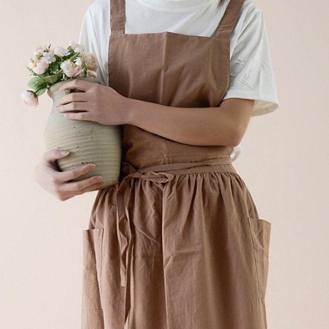 파스텔 원피스 앞치마 여름용앞치마 원피스형 프릴앞치마 여름 도예 방수 북유럽 수확 요양원