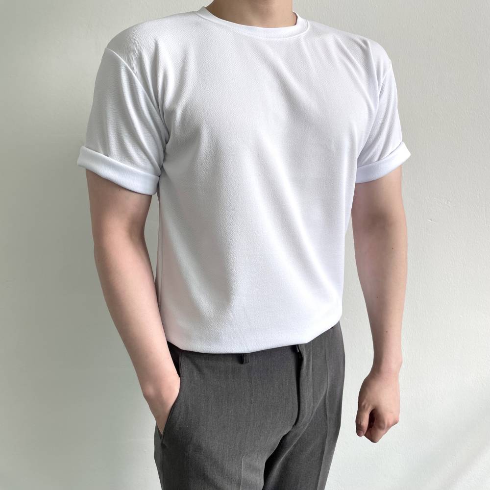 1+1 링클프리반팔 어깨넓어보이는옷 머슬핏반팔 목안늘어나는 남자흰티 교복면티 - 상세 이미지 5