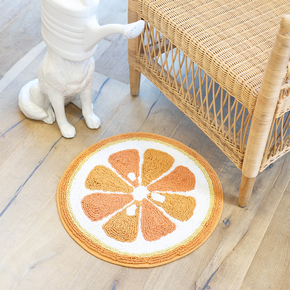 쥬시 오렌지 원형 순면 기분좋은 욕실 발매트