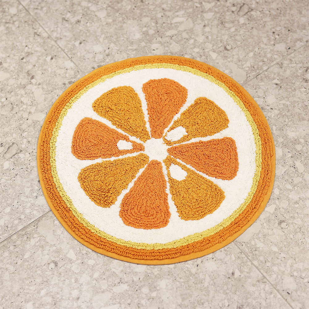 쥬시 오렌지 원형 순면 기분좋은 욕실 발매트