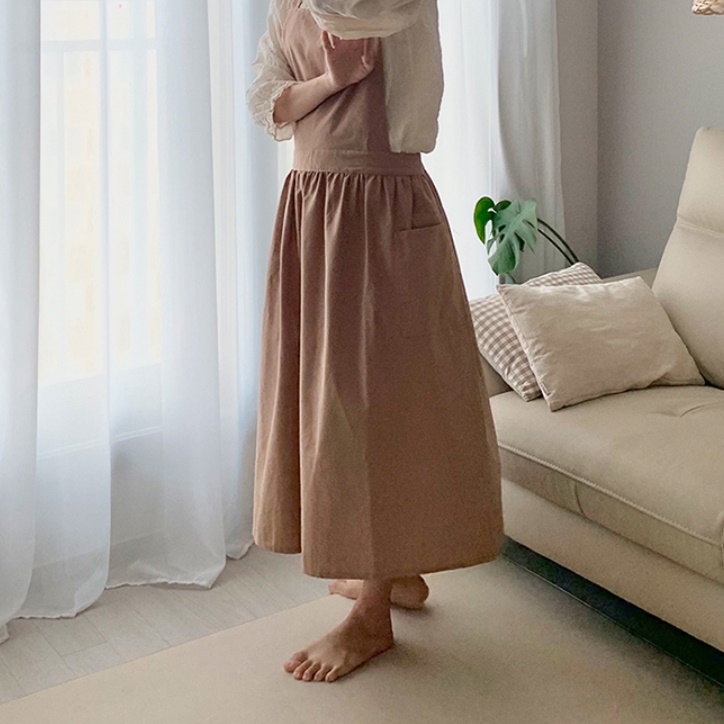 파스텔 원피스 앞치마 여름용앞치마 원피스형 프릴앞치마 여름 도예 방수 북유럽 수확 요양원