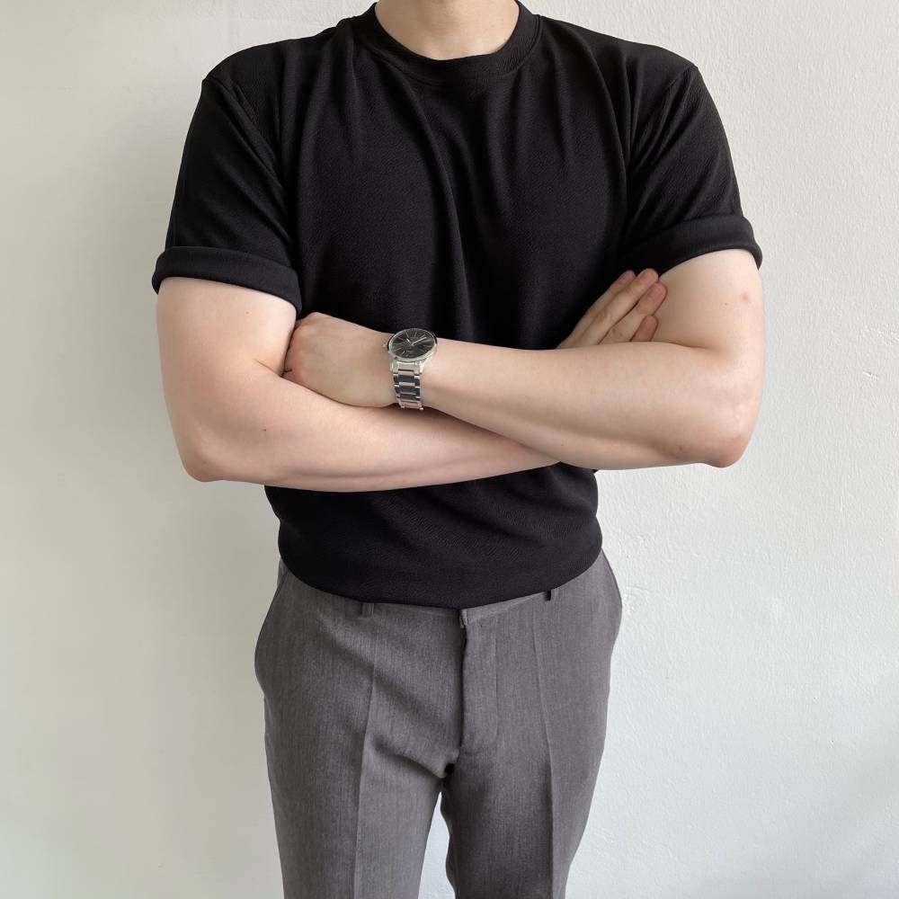 1+1 링클프리반팔 어깨넓어보이는옷 머슬핏반팔 목안늘어나는 남자흰티 교복면티 이미지 3