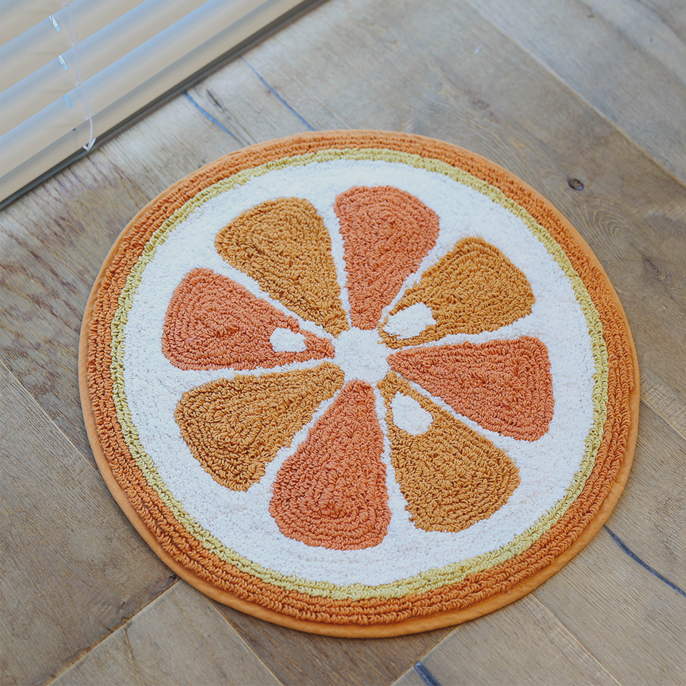 쥬시 오렌지 원형 순면 기분좋은 욕실 발매트