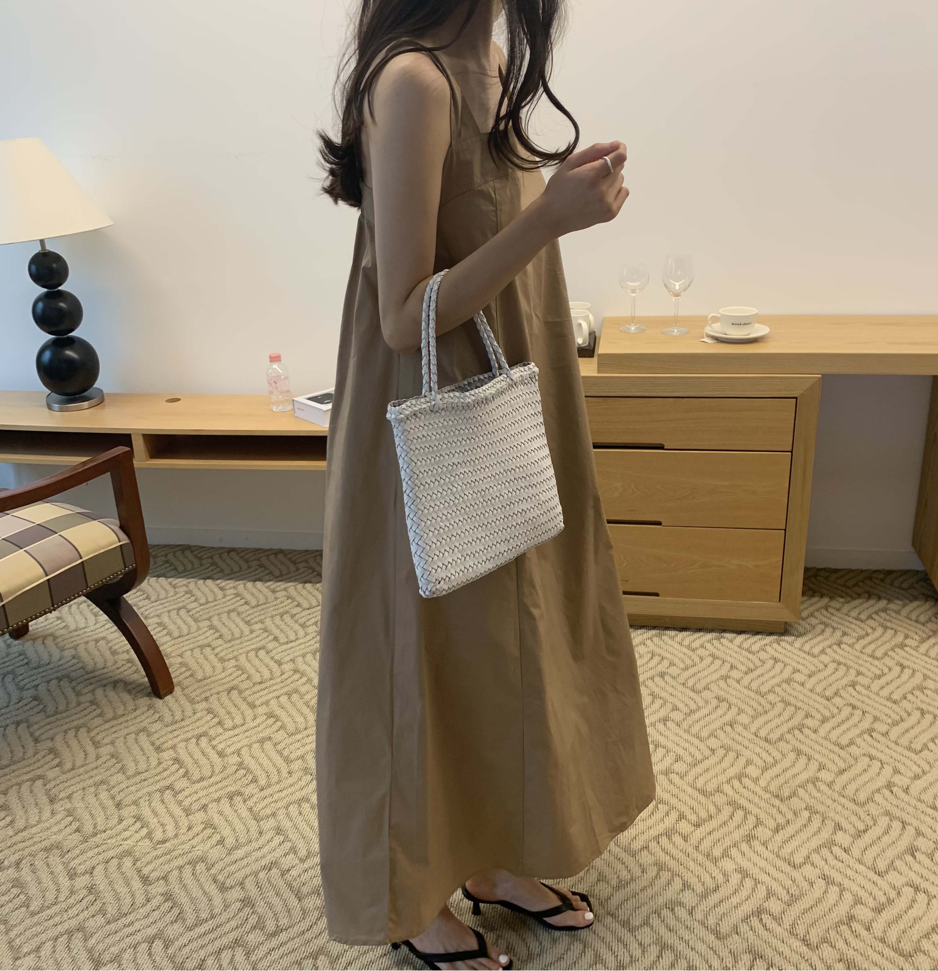베가스 스퀘어넥 민소매 포켓 여름 루즈핏 휴양지룩 레이어드 빅사이즈 나시 맥시 롱 원피스 - 상세 이미지 4