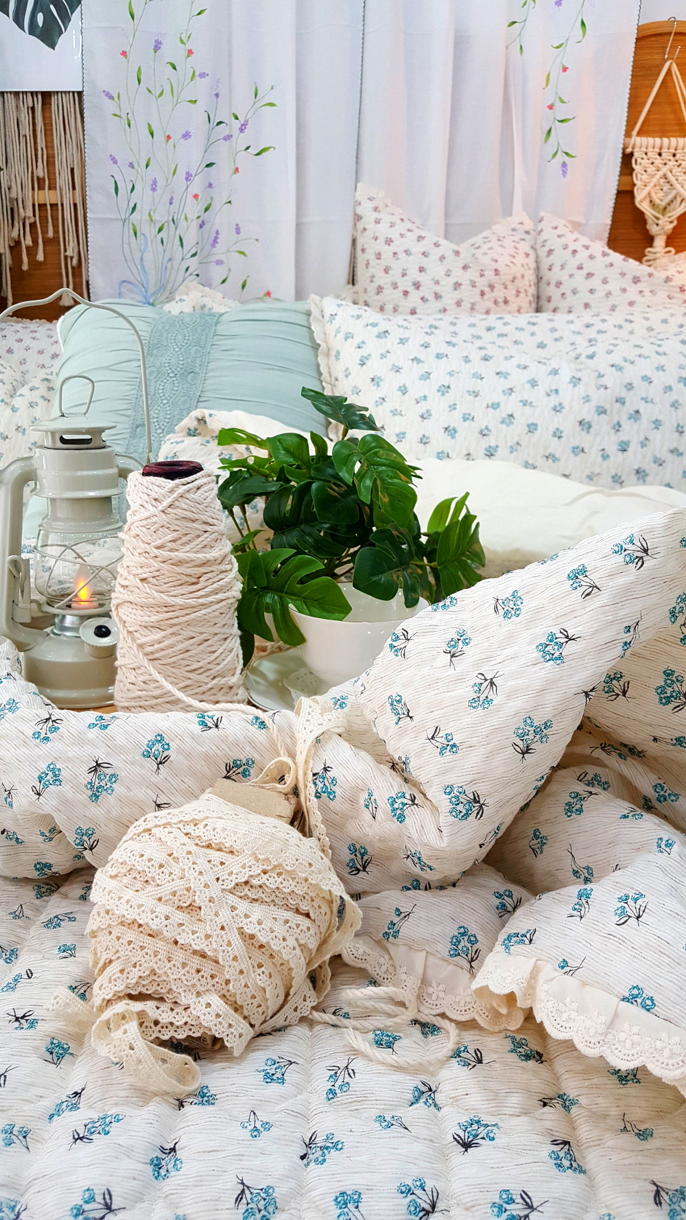 햄프플라워 혼수이불 신혼이불 시어서커이불 여름침구세트 침구류