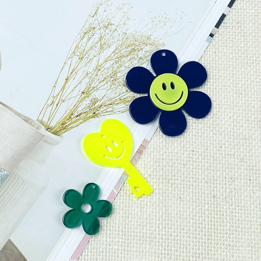 DIY 스마일 플라워 펜던트 키링 열쇠고리 3종세트 - 상세 이미지 2