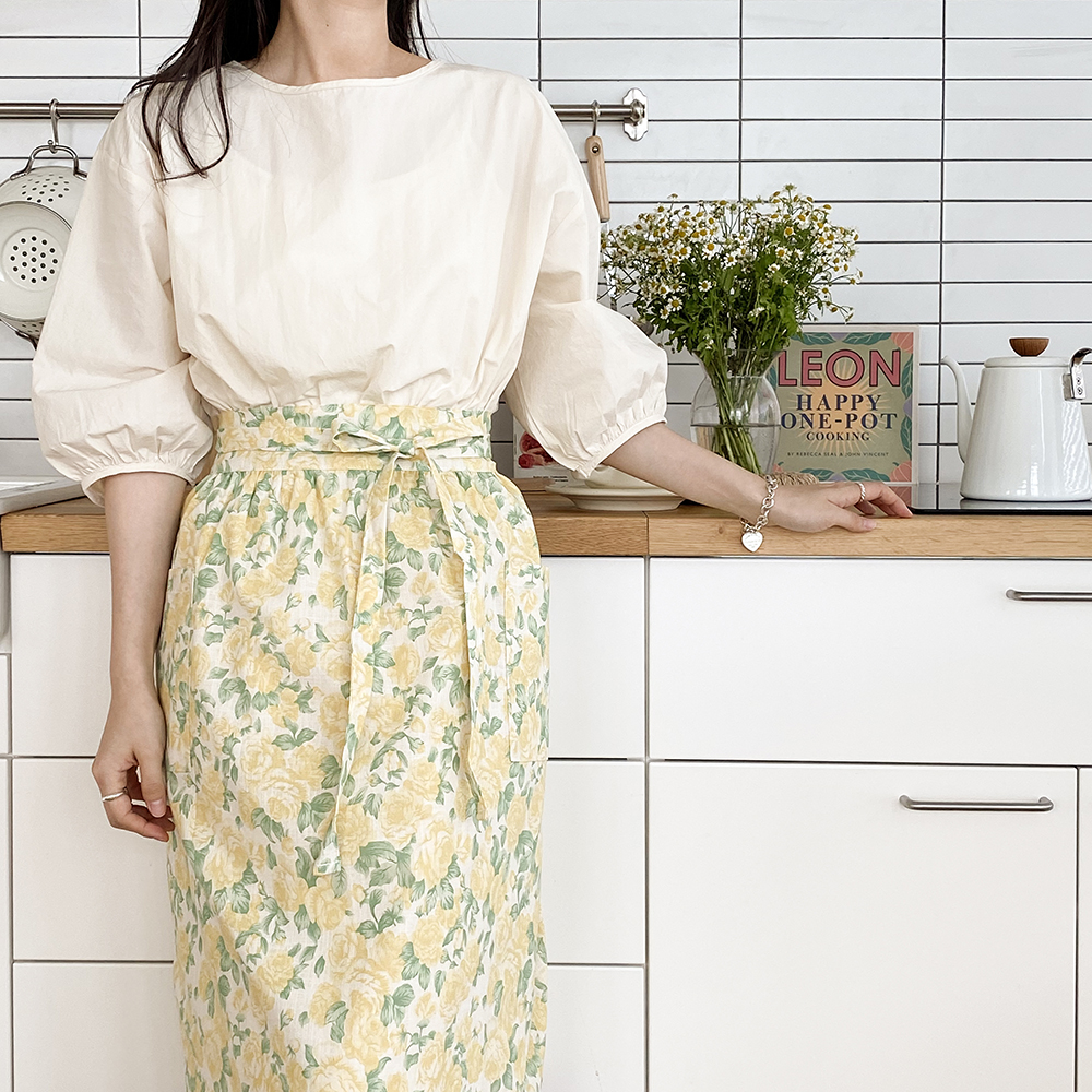 한스데이 하프 에이프런 어린이집 유치원교사 플로리스트 예쁜 허리 앞치마 하프 가드닝핑크