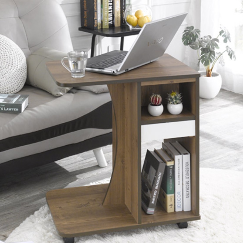 와이드 쇼파사이드 바퀴달린테이블 바퀴협탁 이동식티테이블 이동형 화분탁자 원목 합판 간이