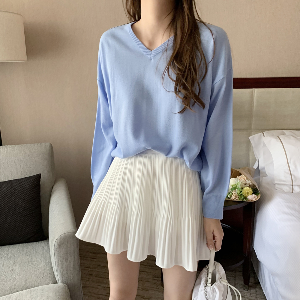 하이웨스트 플리츠 치마 A라인 여성 주름치마 봄 여름 플레어스커트 고무줄 밴딩 미니스커트 이미지 6