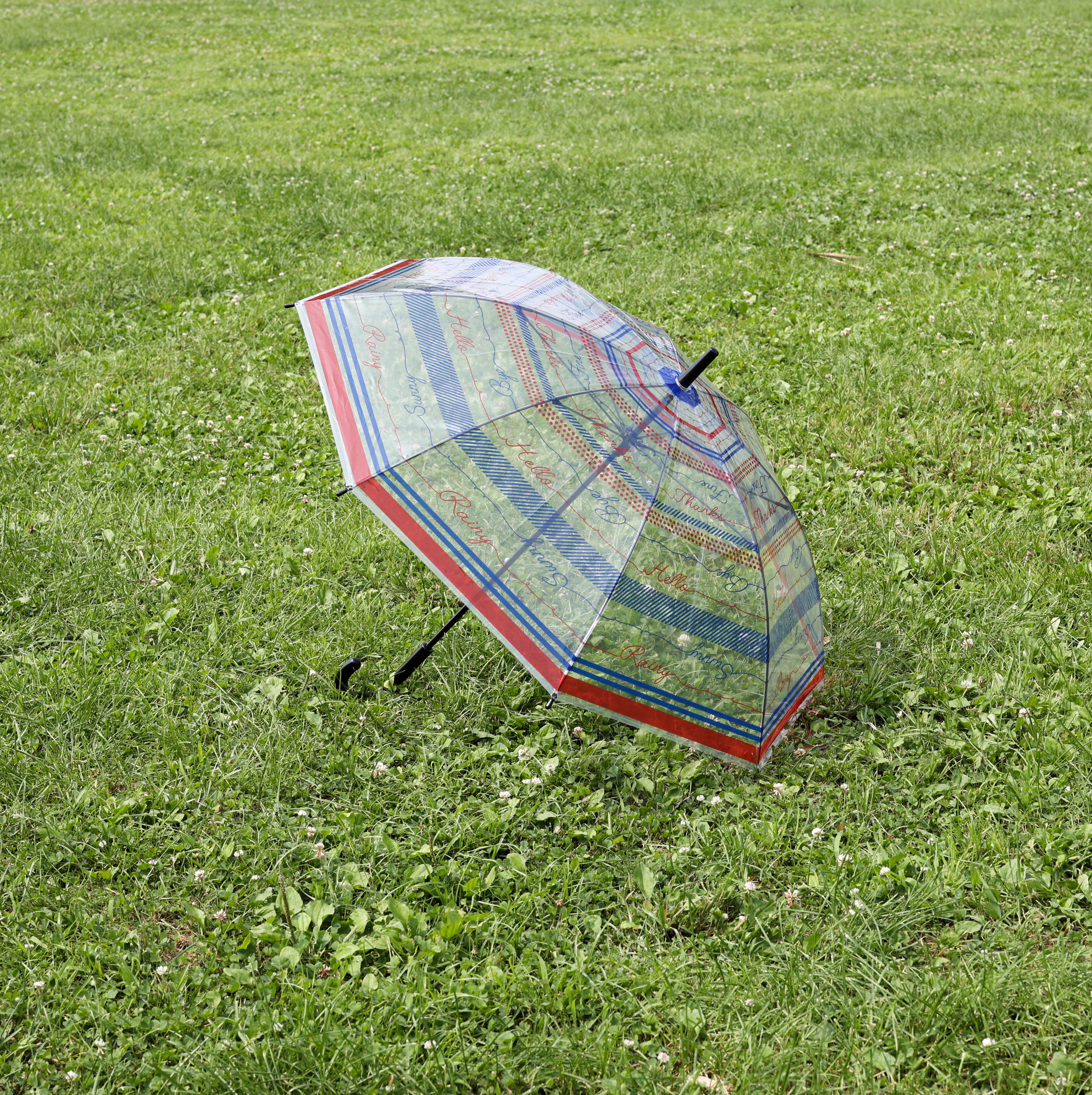 클리어 헬로 해피 투명 비닐 우산 - 상세 이미지 4