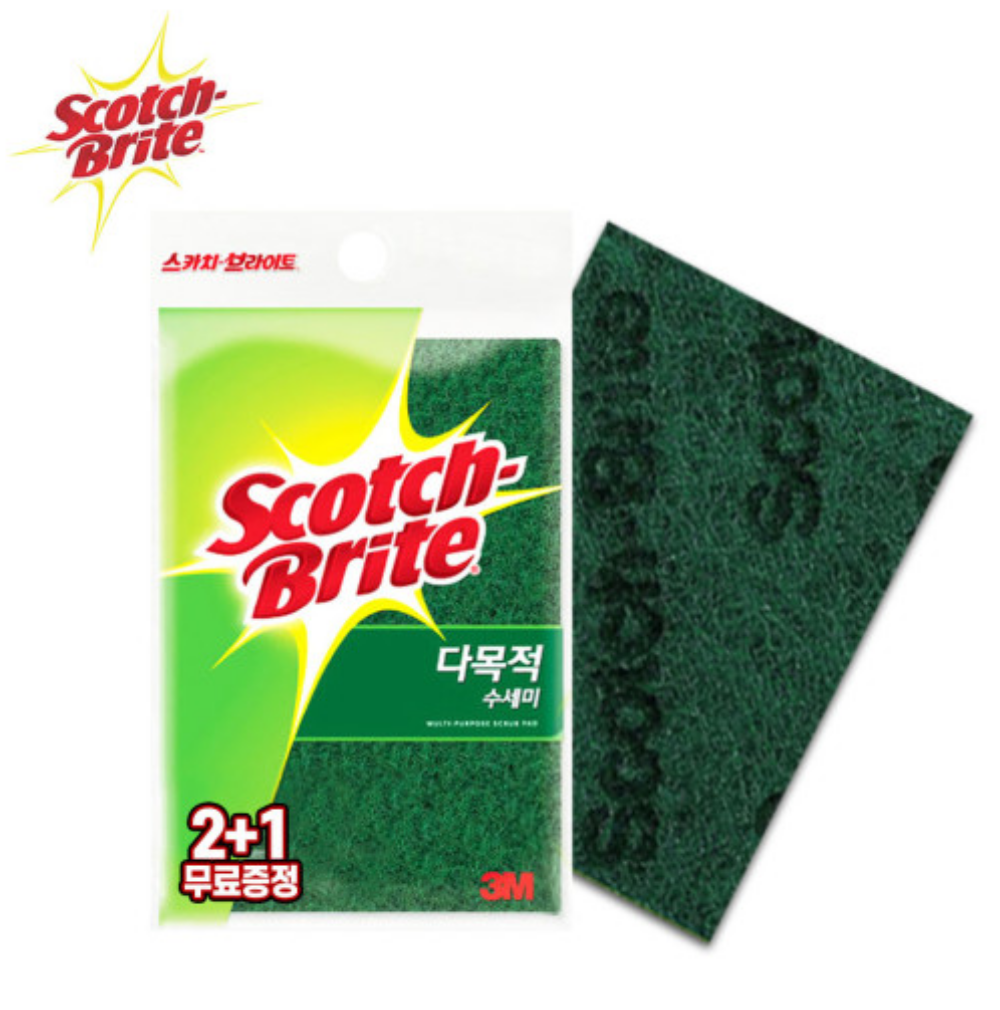 3M 다목적 수세미 AL345 (대) 2+1매 (2159) - 상품 이미지
