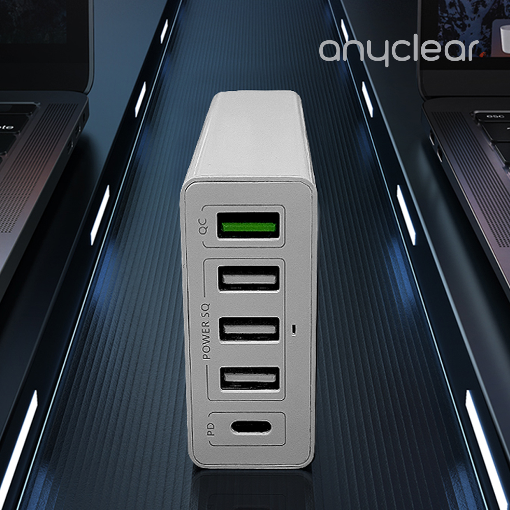 애니클리어 스마트 USB PD 퀵차지 3.0 멀티 고속 충전기 30W 퀵차저 5포트 급속충전기 전용거치대 - 메인 이미지