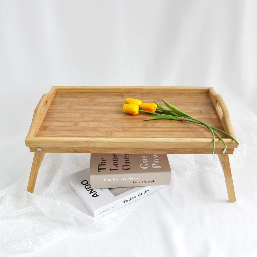 네츄럴 우드 베드트레이 50x30 미니 1인용 좌식테이블 접이식 노트북테이블 태블릿 밥상