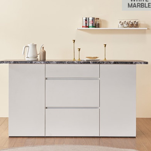 인조대리석 아일랜드 식탁 높은 홈 바 테이블 아이랜드식탁 화이트 간이 베이킹 수납 조리대