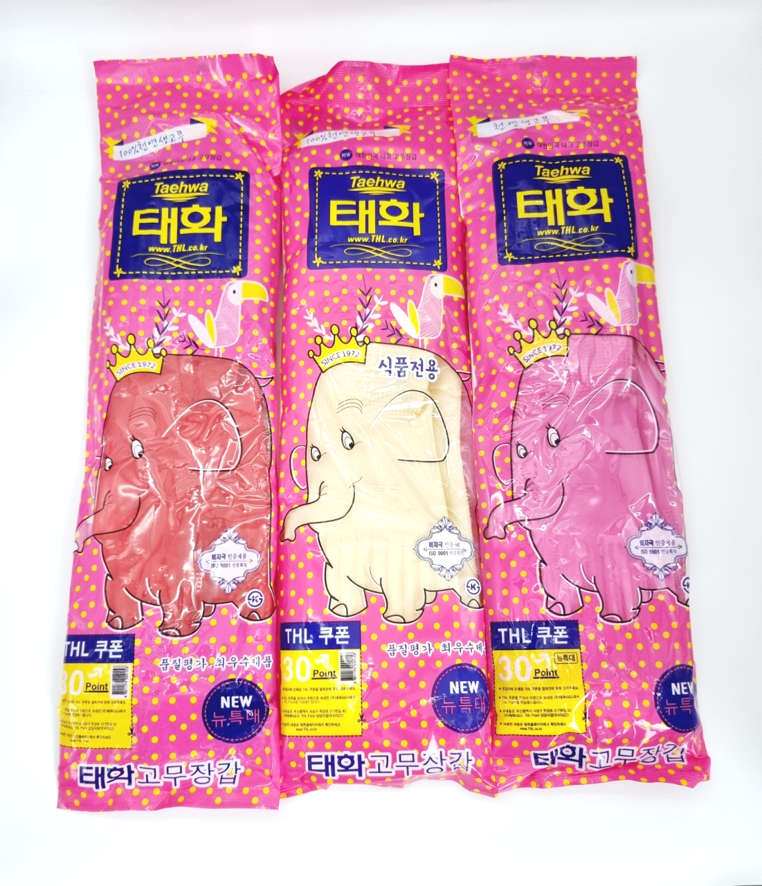 태화 라텍스 주방 고무장갑 뉴 특대 레드 아이보리 - 상품 이미지