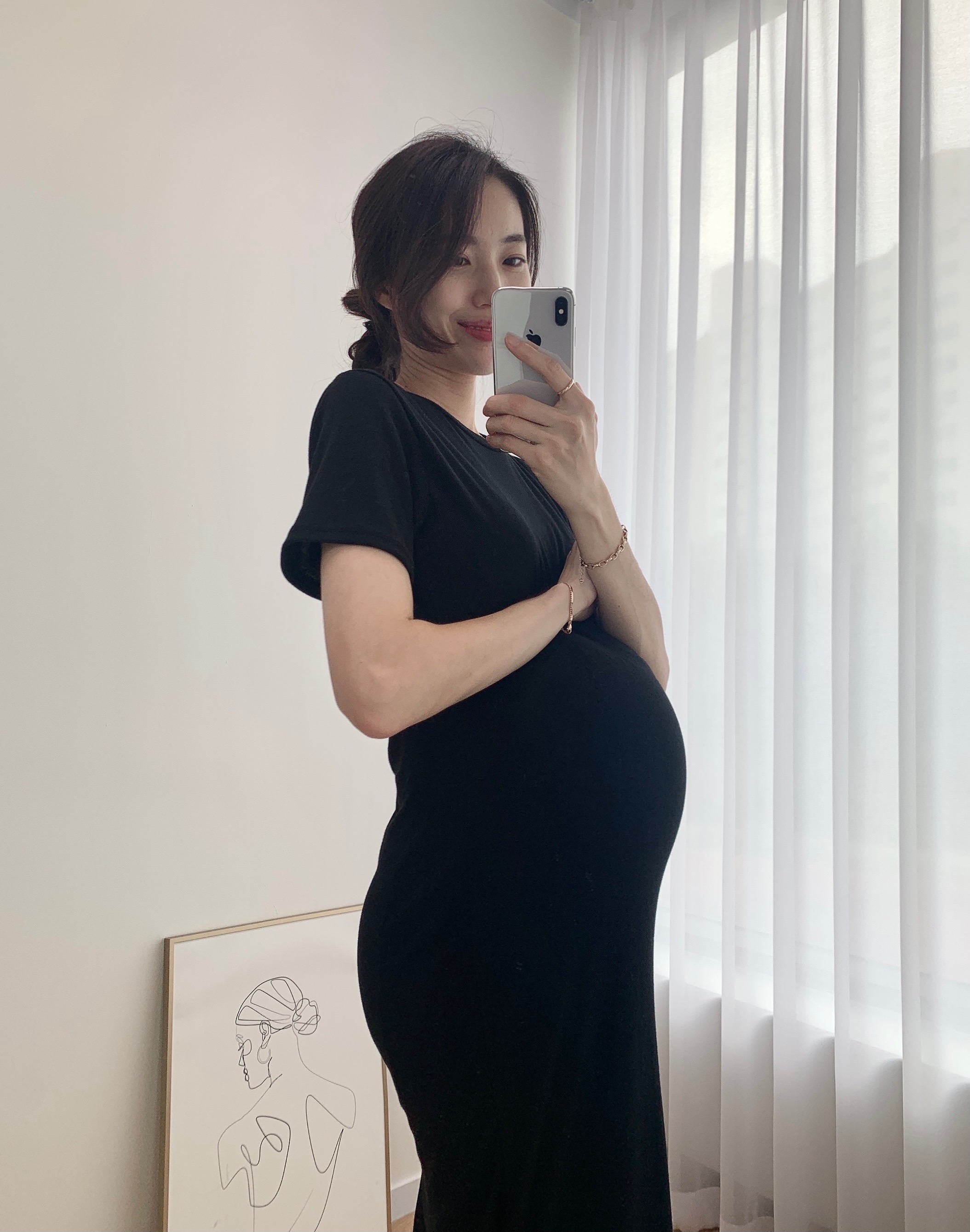 [단독] (긴팔/반팔) 쫀득하고 말랑하고 찰랑한 주수촬영 임산부원피스 임부복 셀프만삭 주수기록 상세 이미지 11
