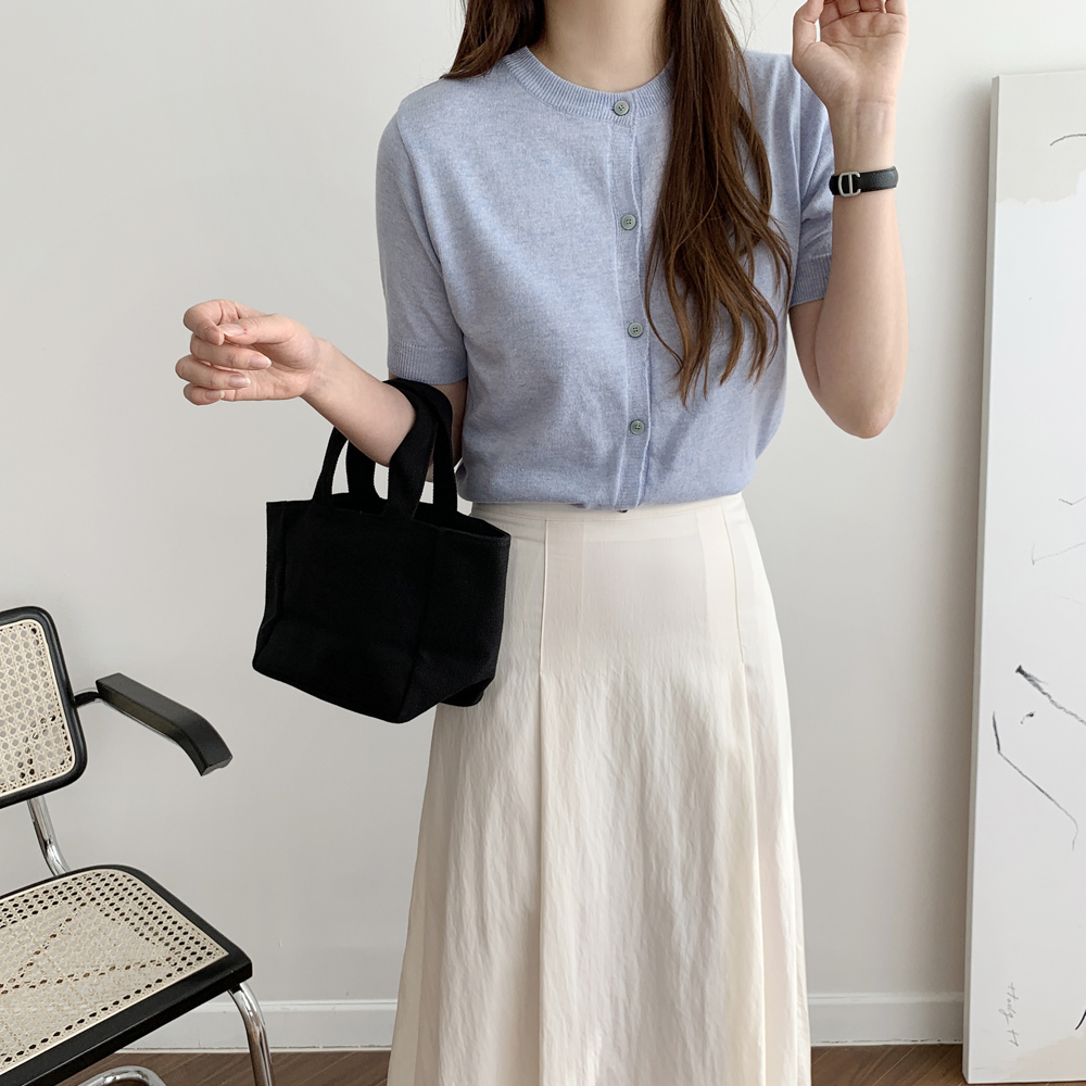 루즈핏 라운드 린넨 가디건 숏 여성 썸머 가디건 크롭 반팔 니트가디건 여름 소라색 핑크